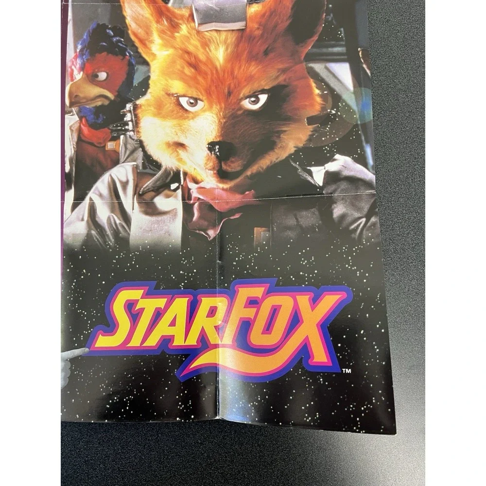 1993 Super Nintendo SNES Star Fox Power Club Poster Game Box Insert GP-SNS-USA-3
